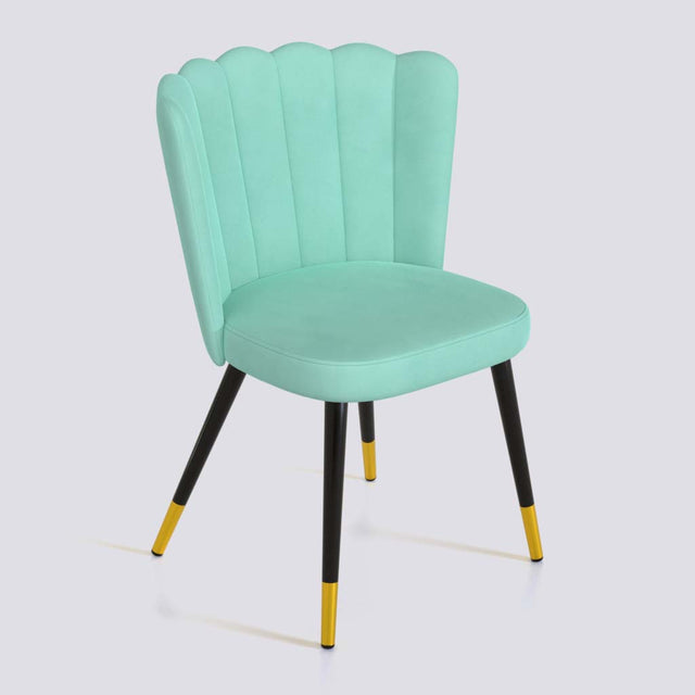 Flower Dining Chair in Powder Coated + Gold Caps Metal Base | 487