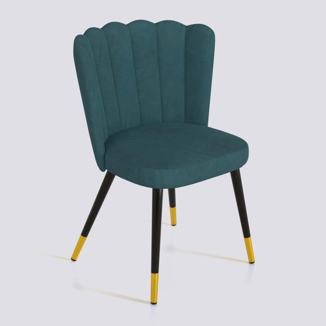 Flower Dining Chair in Powder Coated + Gold Caps Metal Base | 487