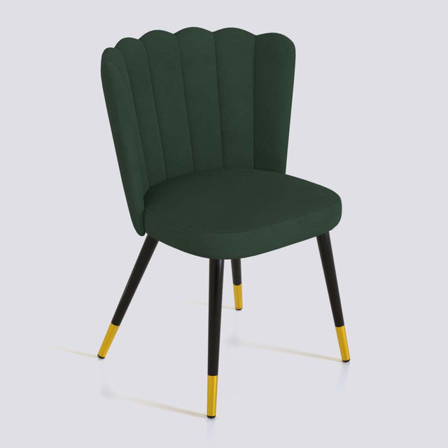 Flower Dining Chair in Powder Coated + Gold Caps Metal Base | 487