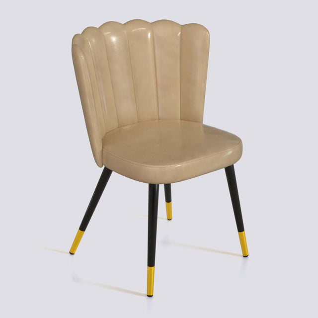 Flower Dining Chair in Powder Coated + Gold Caps Metal Base | 487