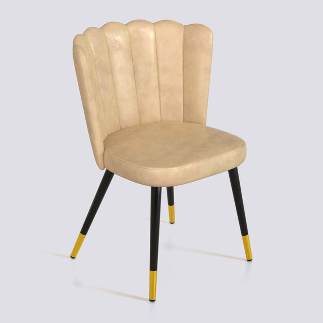 Flower Dining Chair in Powder Coated + Gold Caps Metal Base | 487