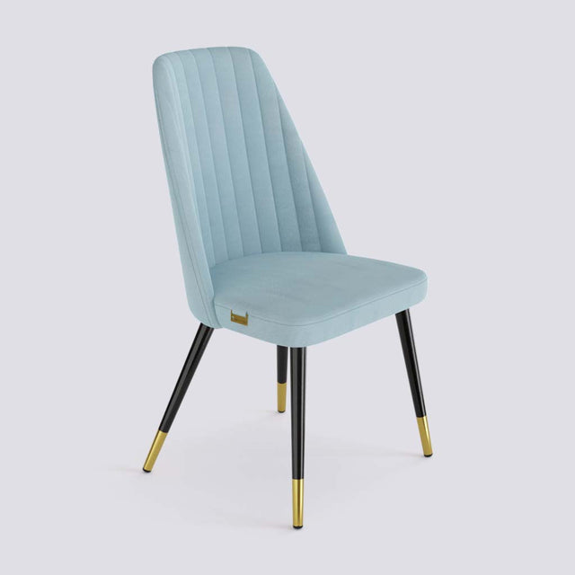 Ruston Dining Chair In Powder Coated + Gold Caps Metal Base | 489