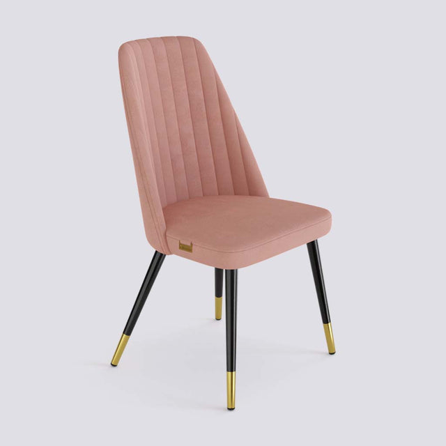 Ruston Dining Chair In Powder Coated + Gold Caps Metal Base | 489