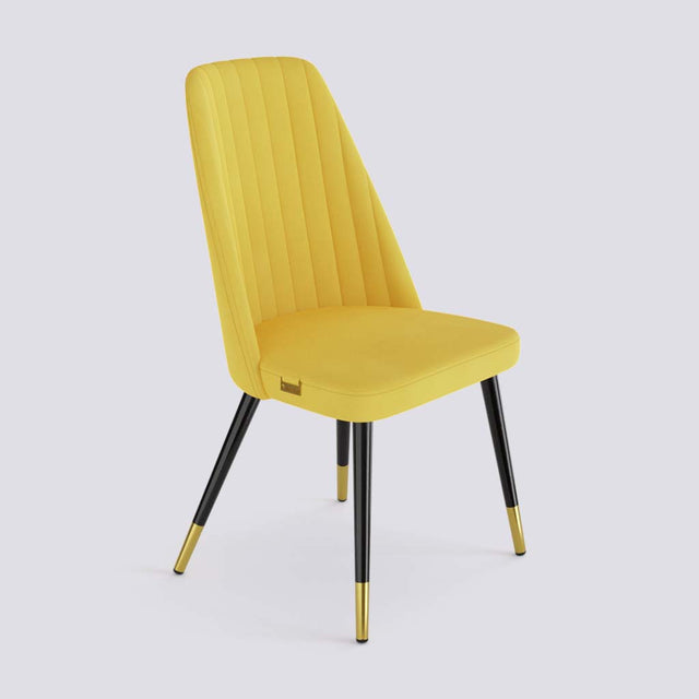 Ruston Dining Chair In Powder Coated + Gold Caps Metal Base | 489