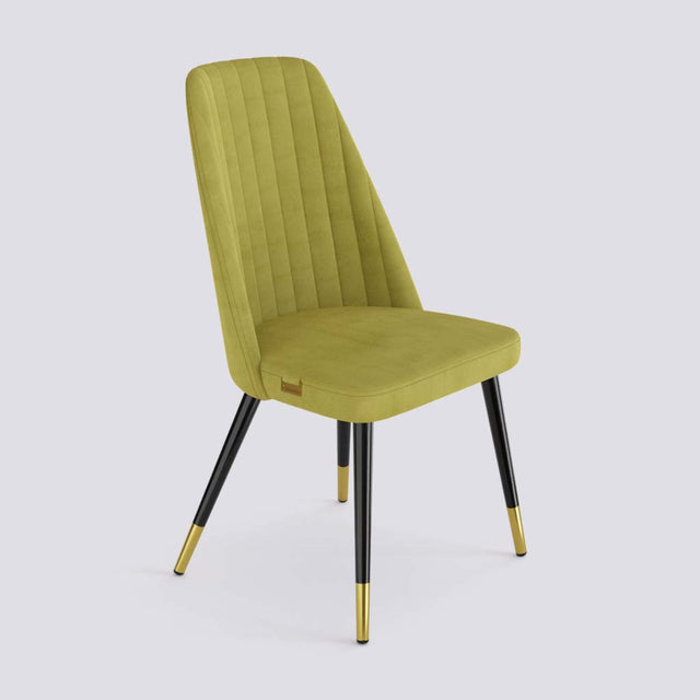 Ruston Dining Chair In Powder Coated + Gold Caps Metal Base | 489