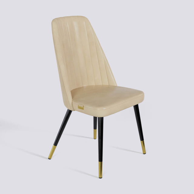 Ruston Dining Chair In Powder Coated + Gold Caps Metal Base | 489