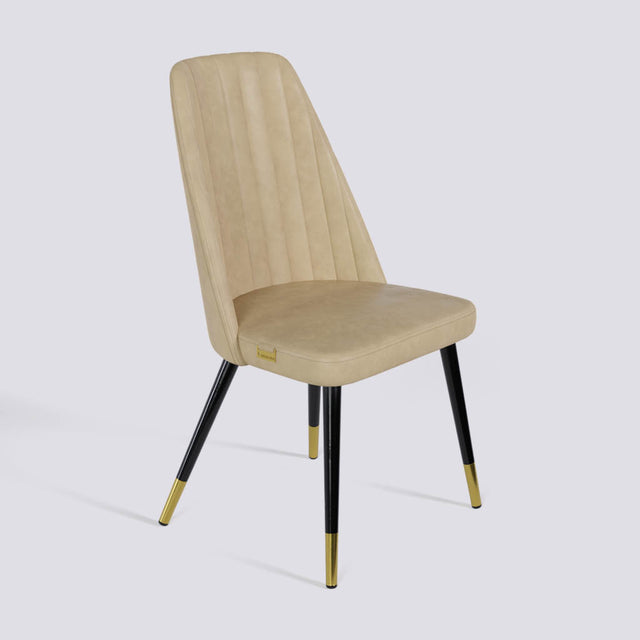 Ruston Dining Chair In Powder Coated + Gold Caps Metal Base | 489