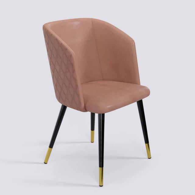 Modish Dining Chair In Powder Coated+Gold Caps Metal Base | 491