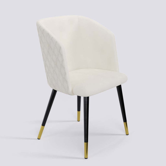 Modish Dining Chair In Powder Coated+Gold Caps Metal Base | 491