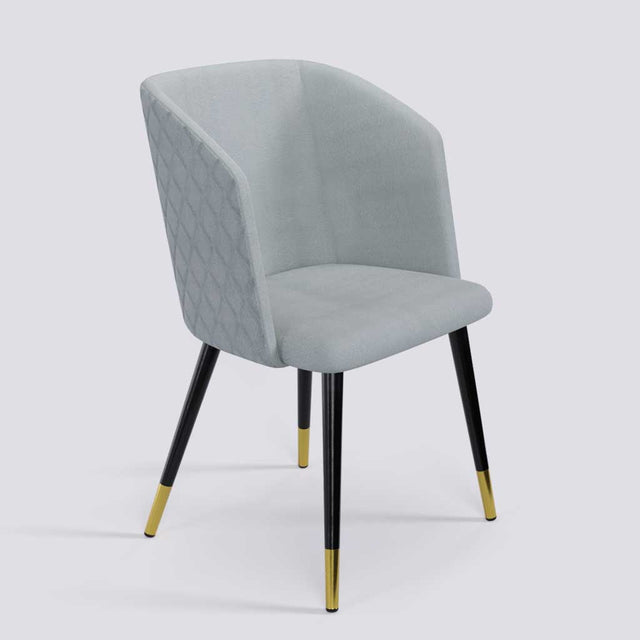 Modish Dining Chair In Powder Coated+Gold Caps Metal Base | 491