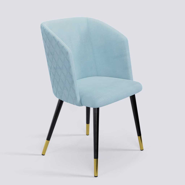 Modish Dining Chair In Powder Coated+Gold Caps Metal Base | 491