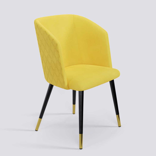 Modish Dining Chair In Powder Coated+Gold Caps Metal Base | 491