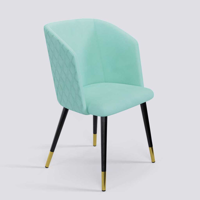 Modish Dining Chair In Powder Coated+Gold Caps Metal Base | 491