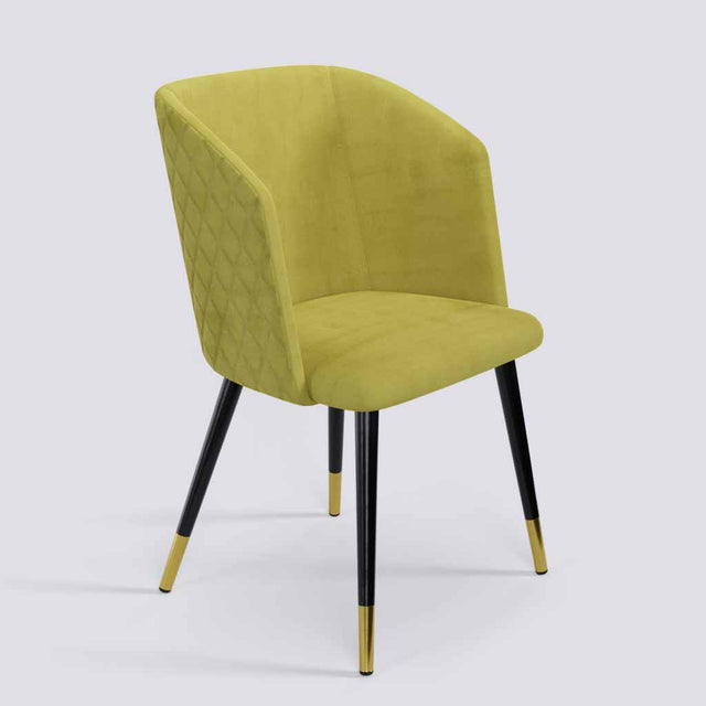 Modish Dining Chair In Powder Coated+Gold Caps Metal Base | 491