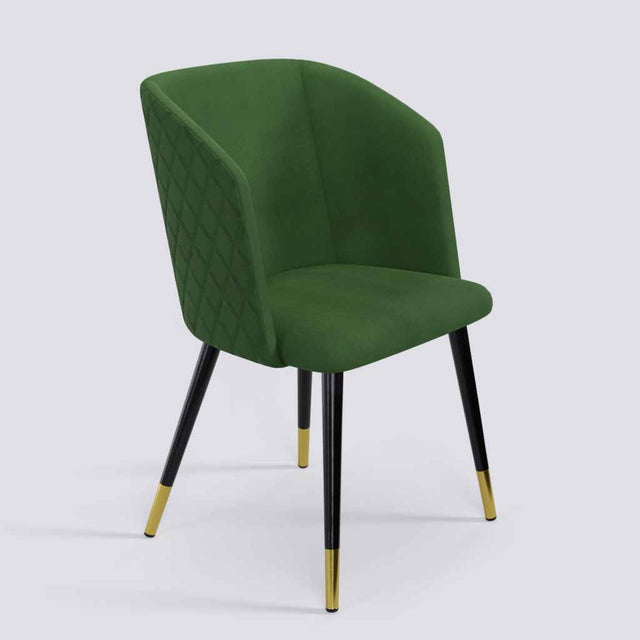 Modish Dining Chair In Powder Coated+Gold Caps Metal Base | 491