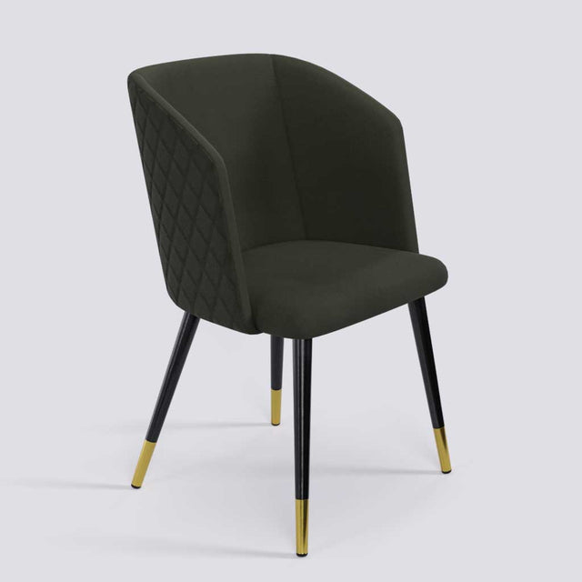 Modish Dining Chair In Powder Coated+Gold Caps Metal Base | 491