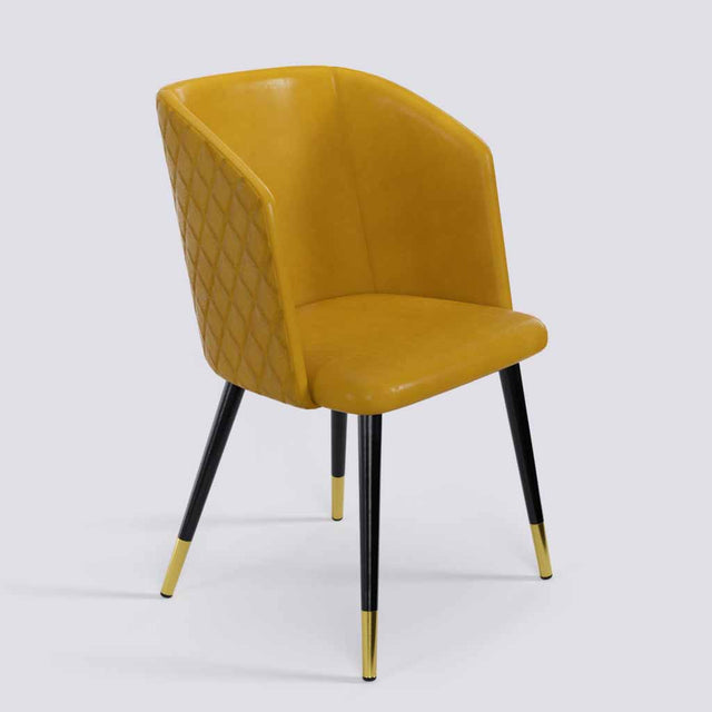 Modish Dining Chair In Powder Coated+Gold Caps Metal Base | 491