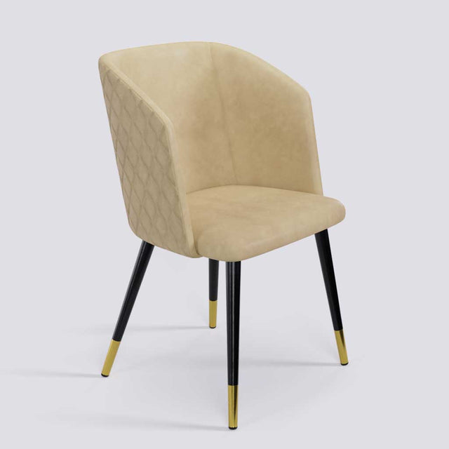 Modish Dining Chair In Powder Coated+Gold Caps Metal Base | 491