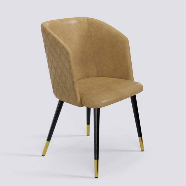 Modish Dining Chair In Powder Coated+Gold Caps Metal Base | 491