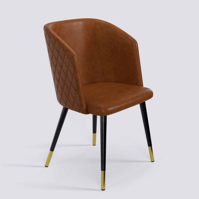 Modish Dining Chair In Powder Coated+Gold Caps Metal Base | 491