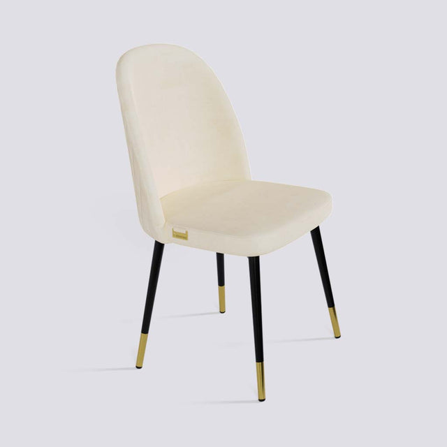 Fuze Dining Chair In Powder Coated + Gold Caps Metal Base | 495