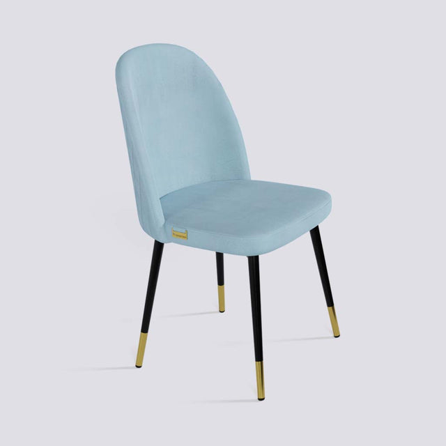 Fuze Dining Chair In Powder Coated + Gold Caps Metal Base | 495