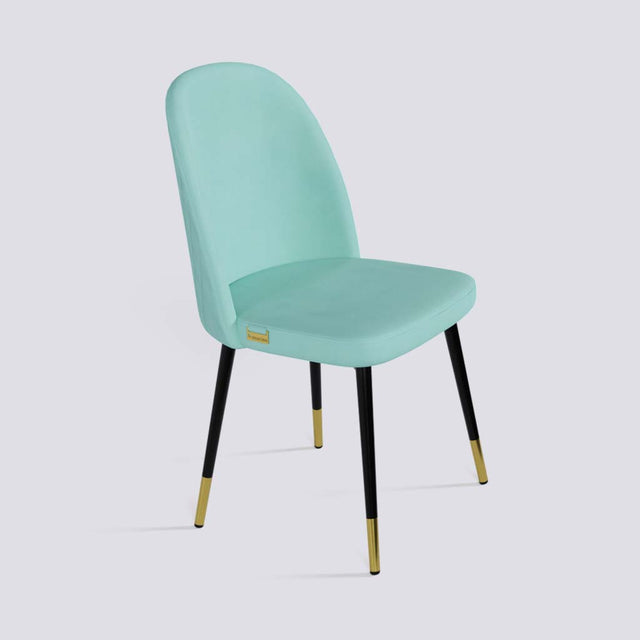 Fuze Dining Chair In Powder Coated + Gold Caps Metal Base | 495