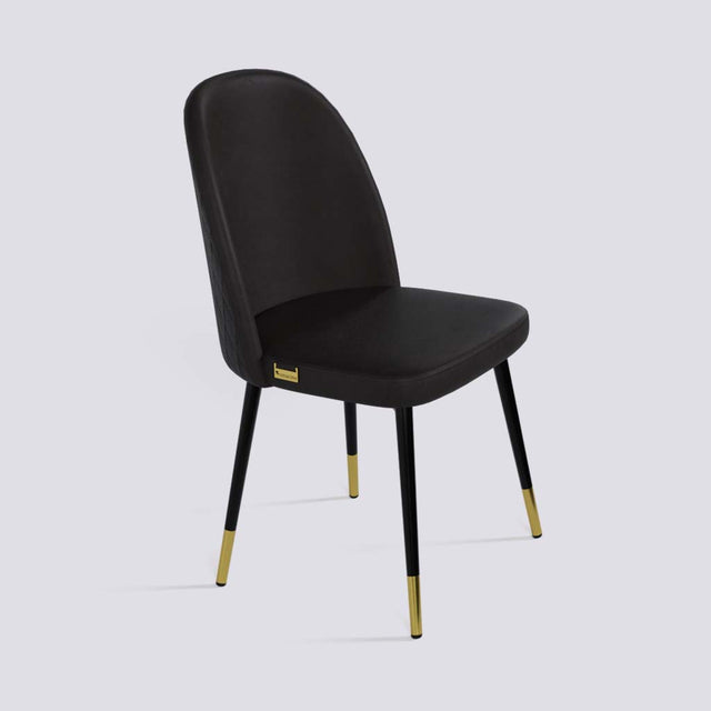 Fuze Dining Chair In Powder Coated + Gold Caps Metal Base | 495