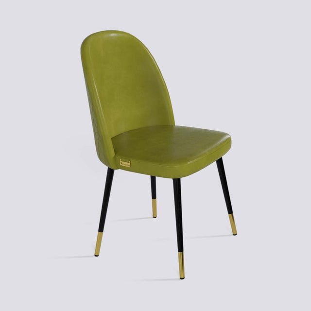 Fuze Dining Chair In Powder Coated + Gold Caps Metal Base | 495