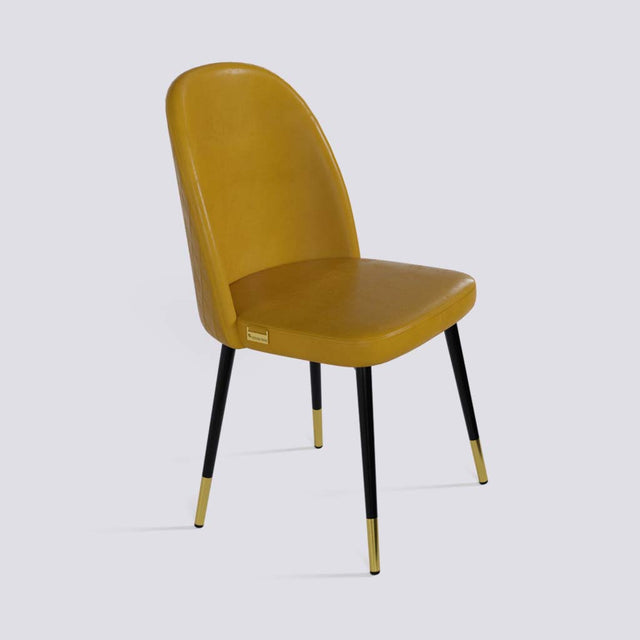 Fuze Dining Chair In Powder Coated + Gold Caps Metal Base | 495