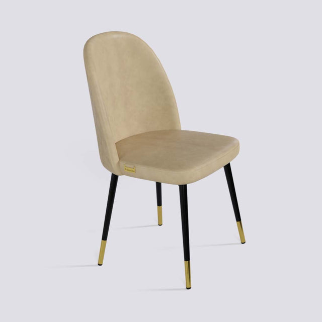 Fuze Dining Chair In Powder Coated + Gold Caps Metal Base | 495