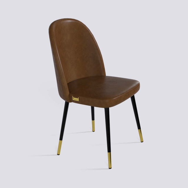 Fuze Dining Chair In Powder Coated + Gold Caps Metal Base | 495