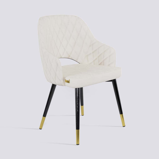 Mozza Dining Chair In Powder Coated + Gold Caps Metal Base | 502