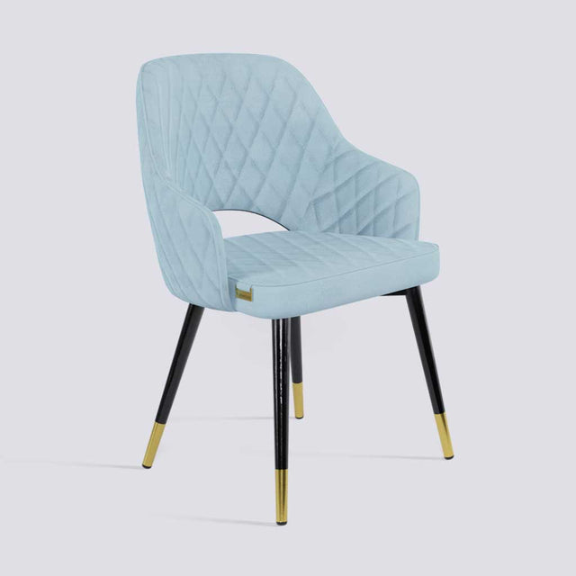 Mozza Dining Chair In Powder Coated + Gold Caps Metal Base | 502