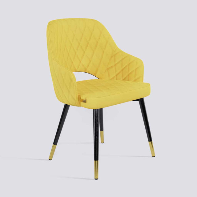 Mozza Dining Chair In Powder Coated + Gold Caps Metal Base | 502