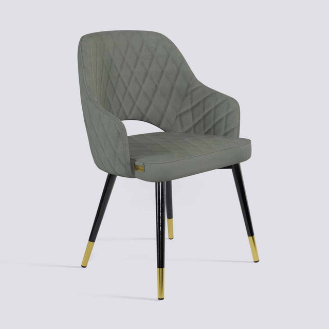 Mozza Dining Chair In Powder Coated + Gold Caps Metal Base | 502