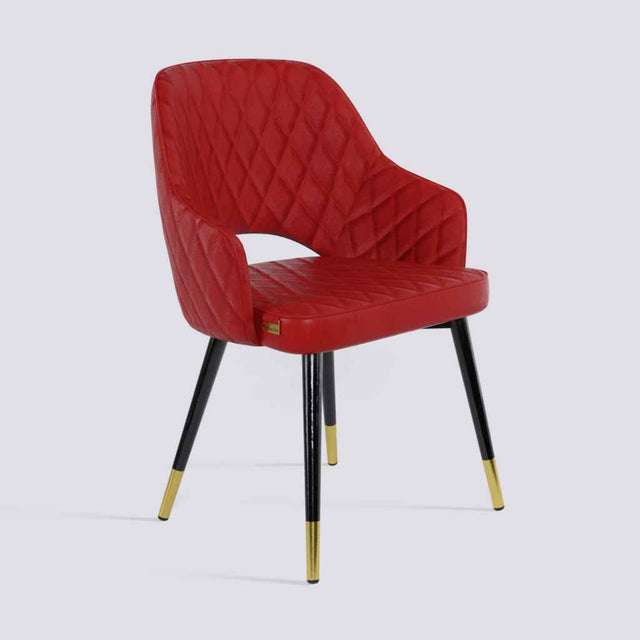 Mozza Dining Chair In Powder Coated + Gold Caps Metal Base | 502