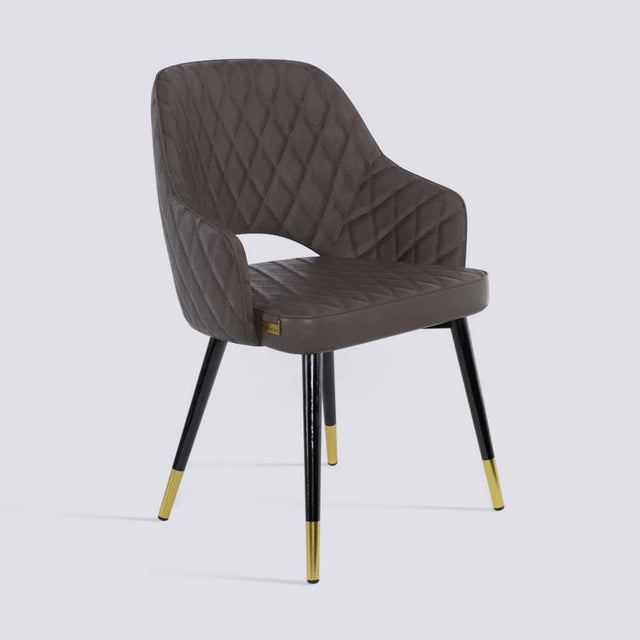 Mozza Dining Chair In Powder Coated + Gold Caps Metal Base | 502