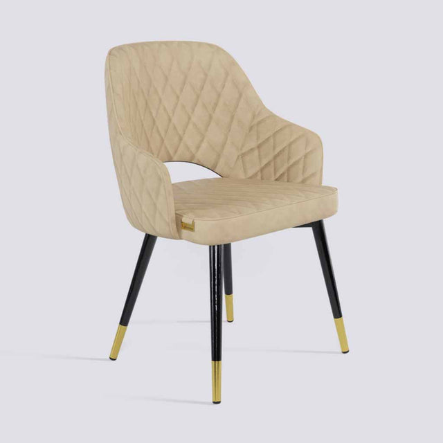 Mozza Dining Chair In Powder Coated + Gold Caps Metal Base | 502