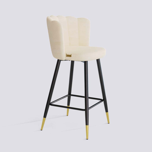 Flower Bar Stool In Powder Coated + Gold Caps Metal Base | 626