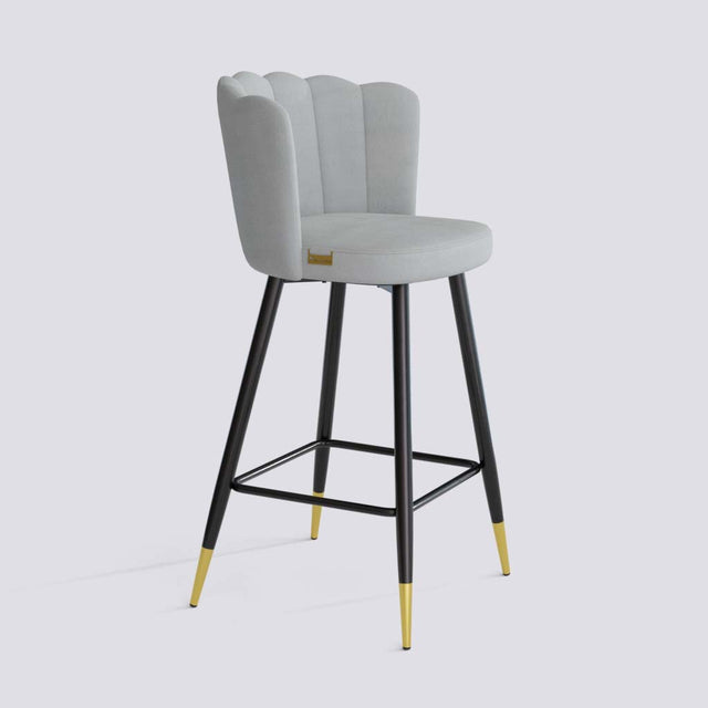 Flower Bar Stool In Powder Coated + Gold Caps Metal Base | 626