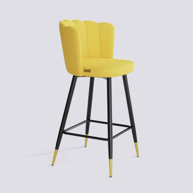 Flower Bar Stool In Powder Coated + Gold Caps Metal Base | 626