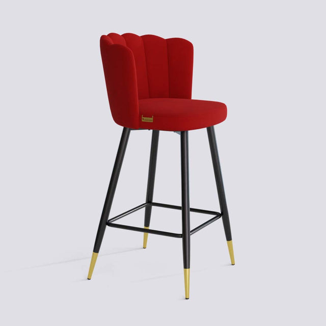 Flower Bar Stool In Powder Coated + Gold Caps Metal Base | 626