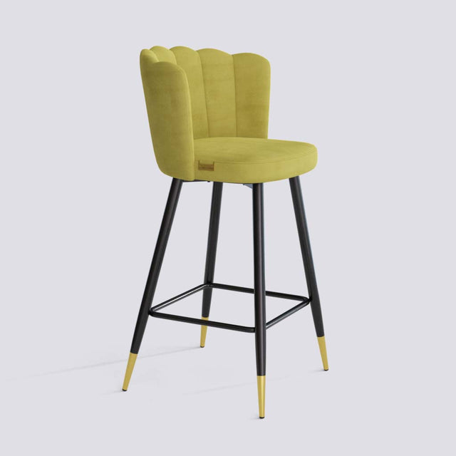 Flower Bar Stool In Powder Coated + Gold Caps Metal Base | 626