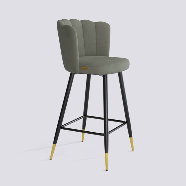 Flower Bar Stool In Powder Coated + Gold Caps Metal Base | 626