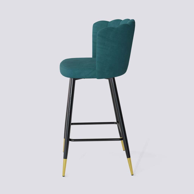 Flower Bar Stool In Powder Coated + Gold Caps Metal Base | 626
