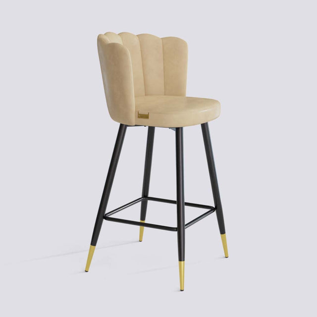 Flower Bar Stool In Powder Coated + Gold Caps Metal Base | 626