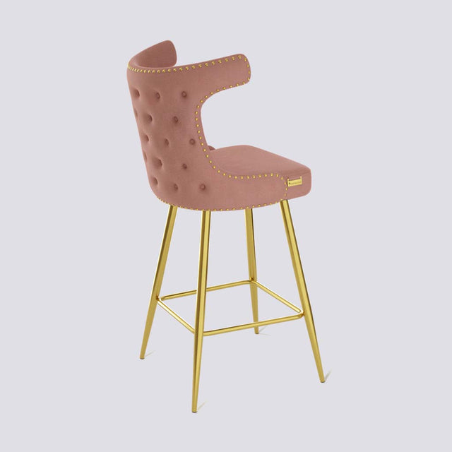 Cowboy Bar Stool In Gold Electroplated Metal Base With Brass Pins | 629
