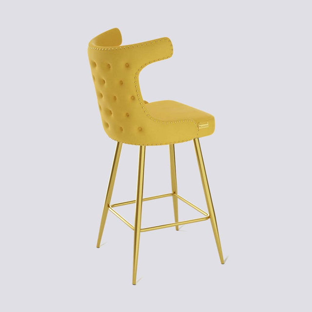 Cowboy Bar Stool In Gold Electroplated Metal Base With Brass Pins | 629