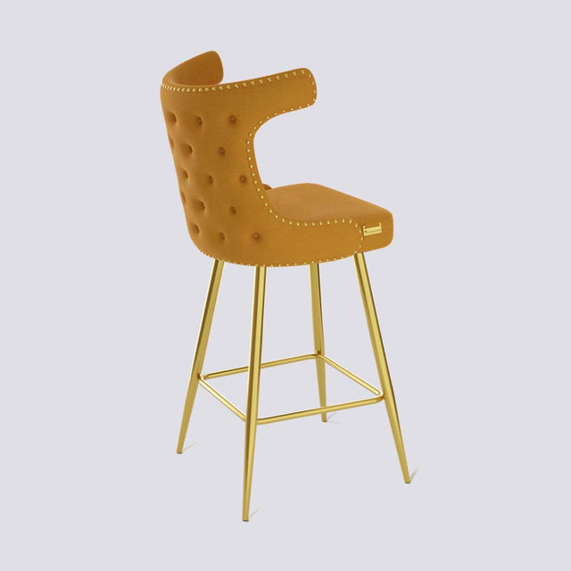 Cowboy Bar Stool In Gold Electroplated Metal Base With Brass Pins | 629